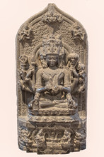 Archaeological Sculpture Of Sadasiva, Made Of Basalt Rock. Circa Twelfth Century Of The Common Era, Bangarh, Dinajpur, West Bengal, India