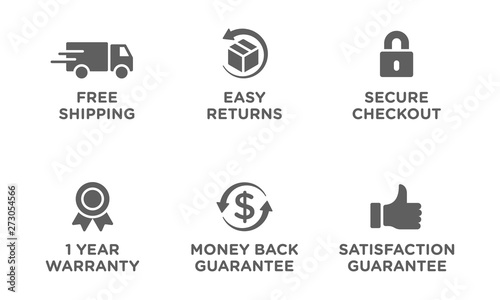 Fotomural E-commerce security badges risk-free shopping icons set