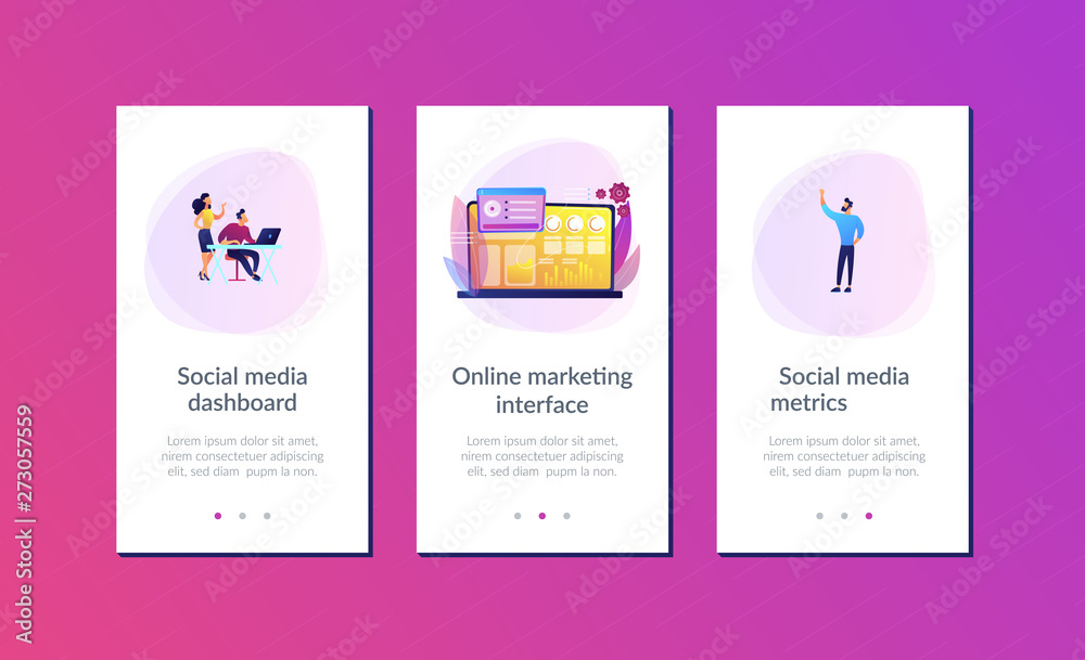 Vector de Stock Social media specialists manage multiple accounts on ...