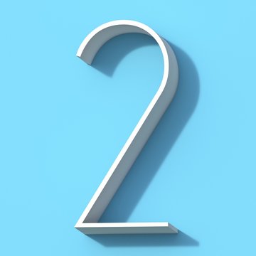 Line font with shadow Number 2 TWO 3D