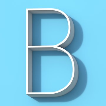 Line font with shadow Letter B 3D