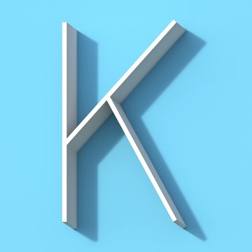 Line font with shadow Letter K 3D