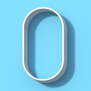 Line font with shadow Letter O 3D