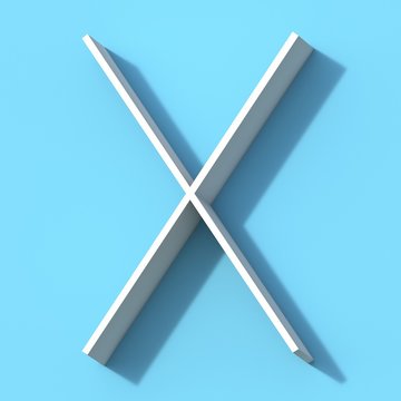 Line font with shadow Letter X 3D