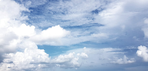 Wall Mural - clear blue sky with white cloud background. Clearing day and Good weather in the morning.