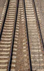 Wall Mural - Russian railway. Summer railway. Rails and sleepers.