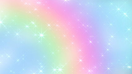 Wall Mural - holographic abstract kawaii universe princess colors fantasy pastel fairy rainbow stars and blurs ba