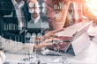 © InfiniteFlow - Big Data Technology for Business Finance Analytic Concept. Modern graphic interface shows massive information of business sale report, profit chart and stock market trends analysis on screen monitor.