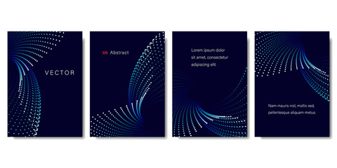 Wall Mural - Set of Abstract Backgrounds with Colorful Dots in Blue Tones. Modern Vector Illustration without Transparency.