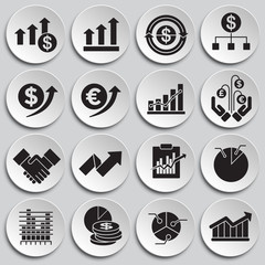 Poster - Business related icons set on background for graphic and web design. Simple illustration. Internet concept symbol for website button or mobile app.