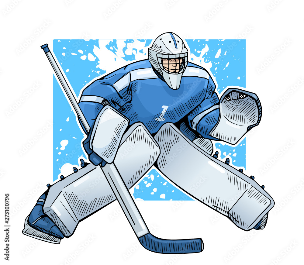Vector illustration of a hockey goalkeeper. Bright and colorful sport  themed poster. Winter sports, ice sports, hockey player, team game. Stock  Vector | Adobe Stock, image size:1000x872