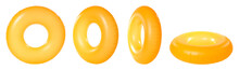 Set Of Bright Inflatable Rings On White Background
