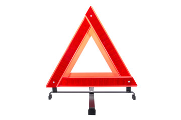 Traffic reflector light isolated on white background. Warning triangle reflective light isolated on white background.