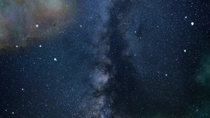 Wall Mural - flying among stars in a distant space. a 4k clip. milky way galaxy in front. interstellar travelling
