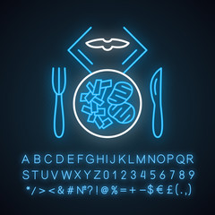 Poster - Flight lunch neon light icon