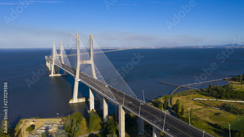 Fotomural Aerial photo of Vasco da Gama Bridge, Lisbon, Portugal