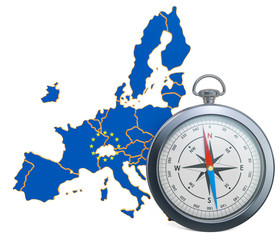 Travel or tourism in the European Union concept. 3D rendering