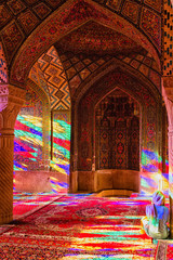 Wall Mural - SHIRAZ, IRAN - NOVEMBER 21, 2016: Nasir al-Mulk mosque or Pink mosque, Shiraz, Iran. It was built in 1888 and is known in Persian as Masjed-e Naseer ol Molk.