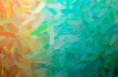 Abstract illustration of blue, green and brown Oil Paint with big brush backg...