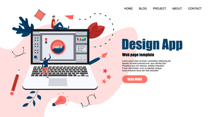 Aufkleber - webpage template. flat vector graphic design concept with an open design application with a creative