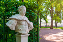 Summer Garden, Saint Petersburg, Russia. The Sculpture Of Jan Sobieski, Polish King In The Summer Garden