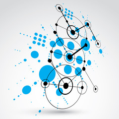 Poster - 3d vector abstract blue background created in bauhaus retro style. dimensional modern geometric comp