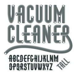 Poster - Set of condensed, tall,  cool vector upper case alphabet letters isolated. Trendy type font, script from a to z can be used in poster creation. Created with hosepipe style, plumbing.