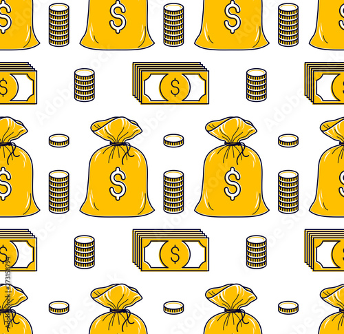 Money Cash Seamless Background Dollar Currency Money Signs Backdrop For Financial Website Or Economical Theme Ads And Information Vector Wallpaper Or Web Site Background Stock Vector Adobe Stock
