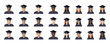 set of students boys and girls in a graduate cap of different races, nationalities and skin colors, color image, icon, sign, logo, isolated vector illustration