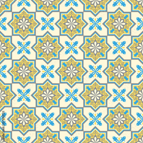 Vector Seamless Pattern. Moroccan ornament on a light background.