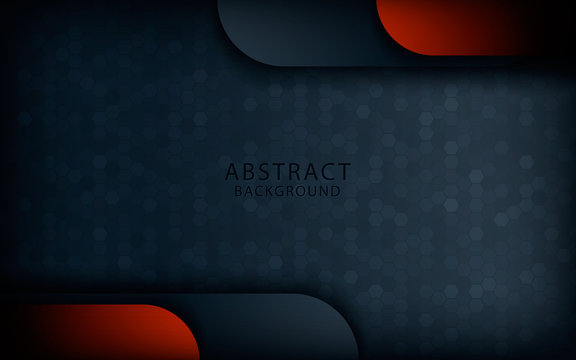 Red overlap layers background on dark gray design modern overlap dimension vector.