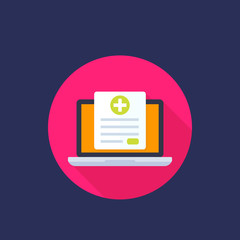 Sticker - medical history, vector icon, health care online service