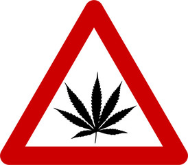 Wall Mural - Warning sign with cannabis