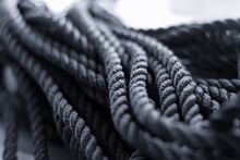 Thick Black Rope. Anchor Halyard