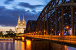 Night in Cologne at the river Rhine