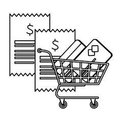 Sticker - credit card in shopping cart vector illustrator