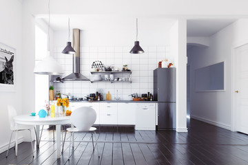 modern scandinavian style kitchen interior.