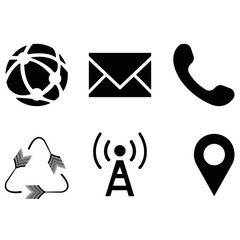 Wall Mural - media, communication, location pin icons flat black vector illustration