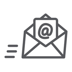 Aufkleber - Email line icon, mail and letter, mail envelope sign, vector graphics, a linear pattern on a white background.