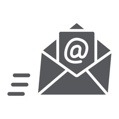 Aufkleber - Email glyph icon, mail and letter, mail envelope sign, vector graphics, a solid pattern on a white background.