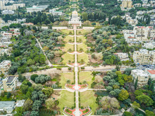 Aerial View Of Bahai Holy Gardens In Haifa, Israel.
