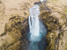 Aerial View Of SkÛgafoss Waterfall In Iceland.