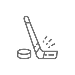 Canvas Print - Hockey stick and puck line icon.