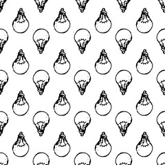 Wall Mural - Seamless pattern Handdrawn idea lamp doodle icon. Hand drawn black sketch. Sign symbol. Decoration element. White background. Isolated. Flat design. Vector illustration