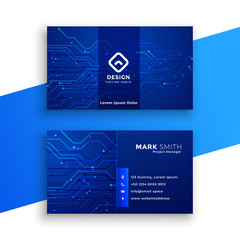 blue technology style business card design