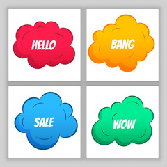 Poster - colorful comic clouds background design