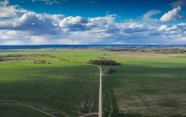 Wall Mural - Cloudy day in latvian countryside.