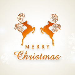 Poster and banner for Merry Christmas with reindeer.