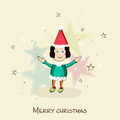 Wall Mural - Merry Christmas celebration concept with little girl in santa cap.