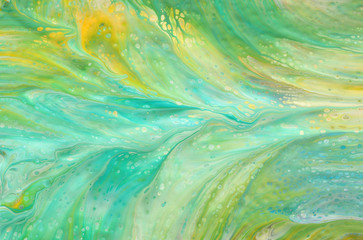 Wall Mural - photography of abstract marbleized effect background. yellow, green and white creative colors. Beautiful paint